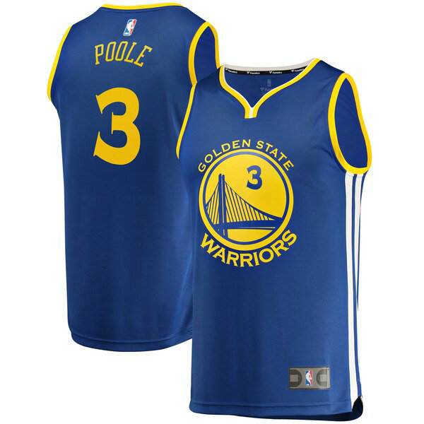 Camiseta Jordan Poole 3 Golden State Warriors Icon Edition Azul Hombre